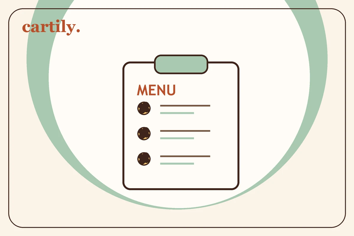 Illustration of a clipboard menu with three cookie listings.