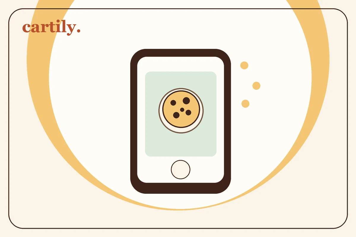 Illustration of a phone camera showing a cookie photograph.
